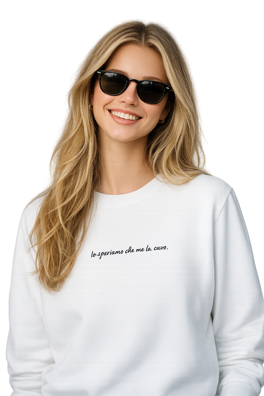 Felpa girocollo ricamata | io speriamo che me la cavo.