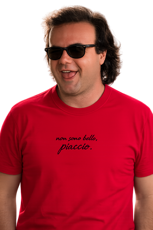 T-shirt girocollo ricamata - non sono bello, piaccio.