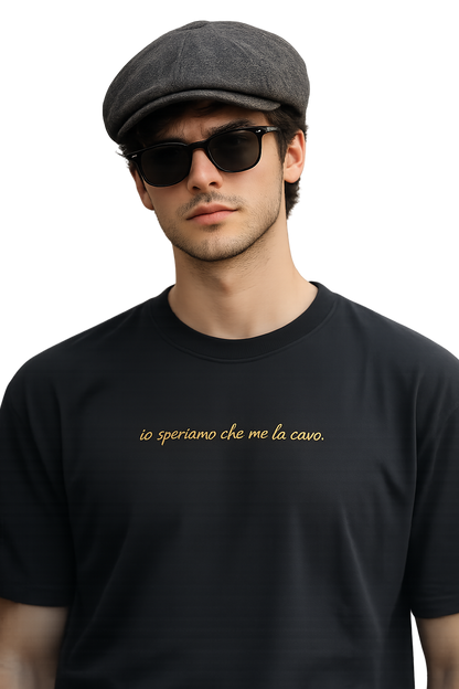 T-shirt girocollo ricamata - io speriamo che me la cavo.