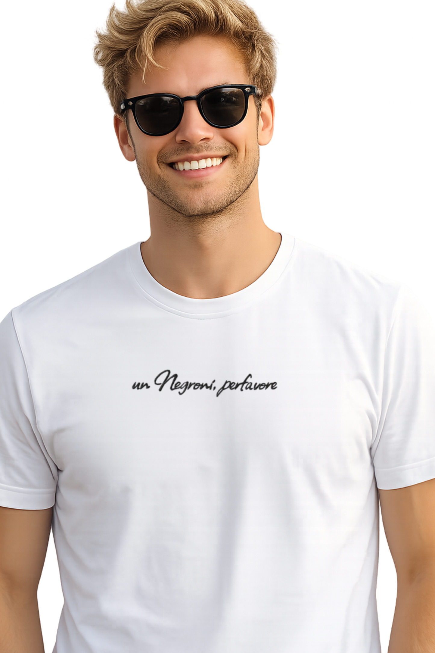 T-shirt girocollo ricamata - un Negroni, perfavore