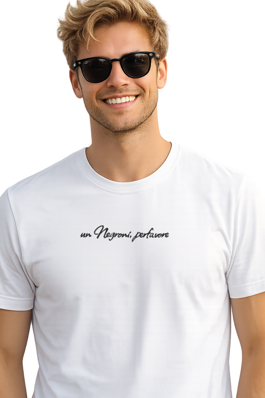 T-shirt girocollo ricamata - un Negroni, perfavore