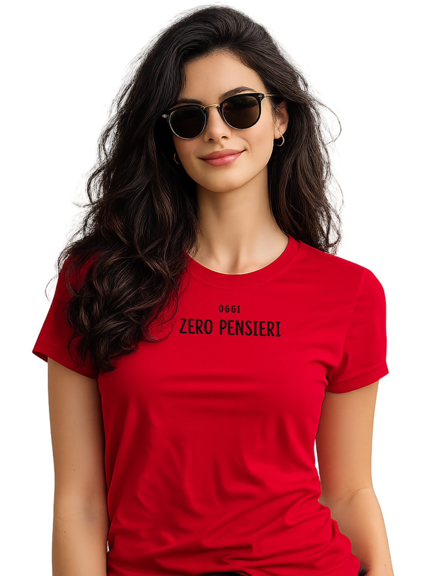 T-shirt girocollo ricamata - oggi ZERO PENSIERI