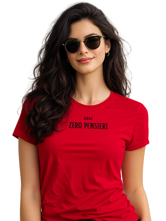 T-shirt girocollo ricamata - oggi ZERO PENSIERI