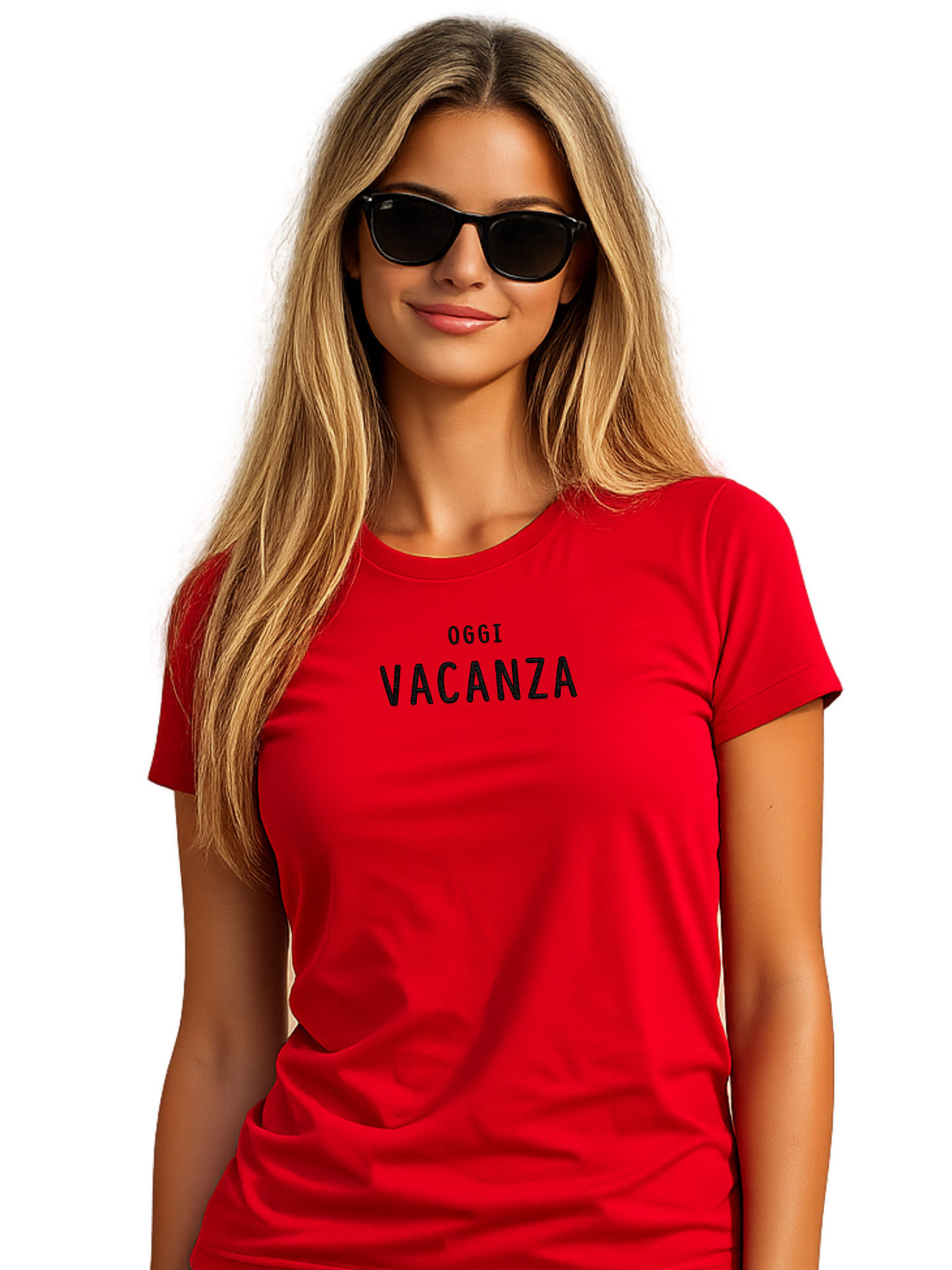 T-shirt girocollo ricamata - oggi VACANZA
