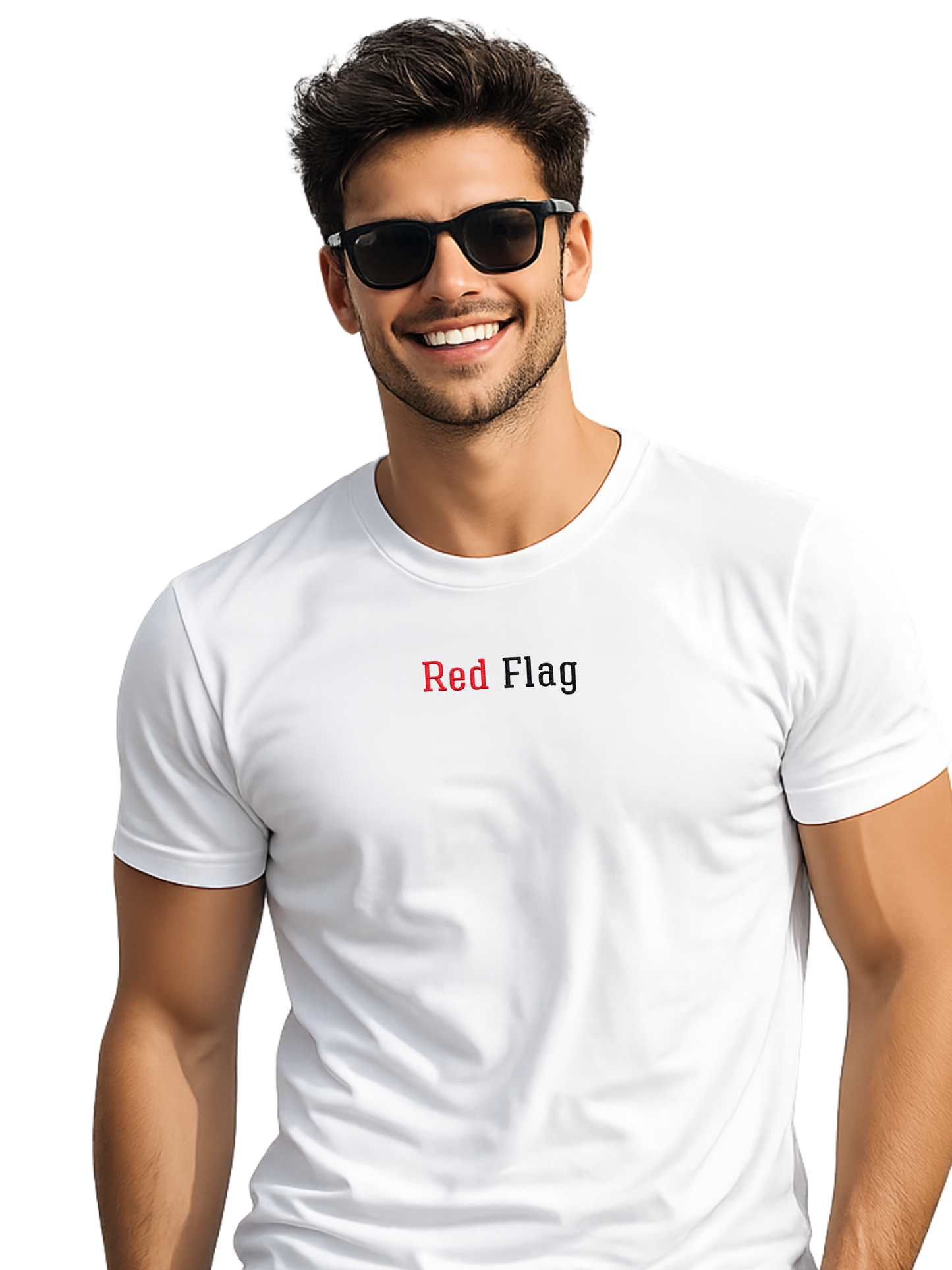T-shirt girocollo ricamata - Red Flag