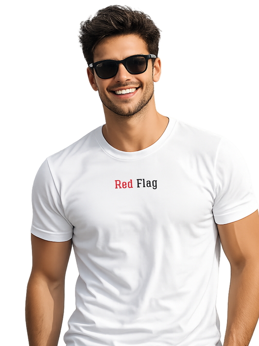 T-shirt girocollo ricamata - Red Flag